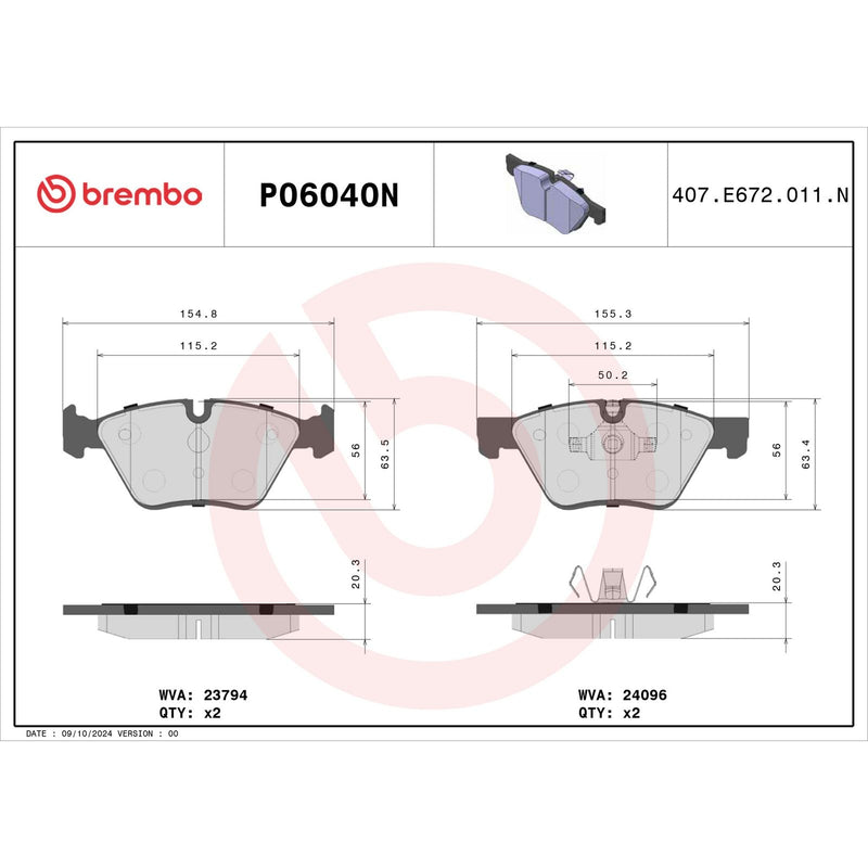 BREMBO Ceramic Front Disc Brake Pad Set - P06040N
