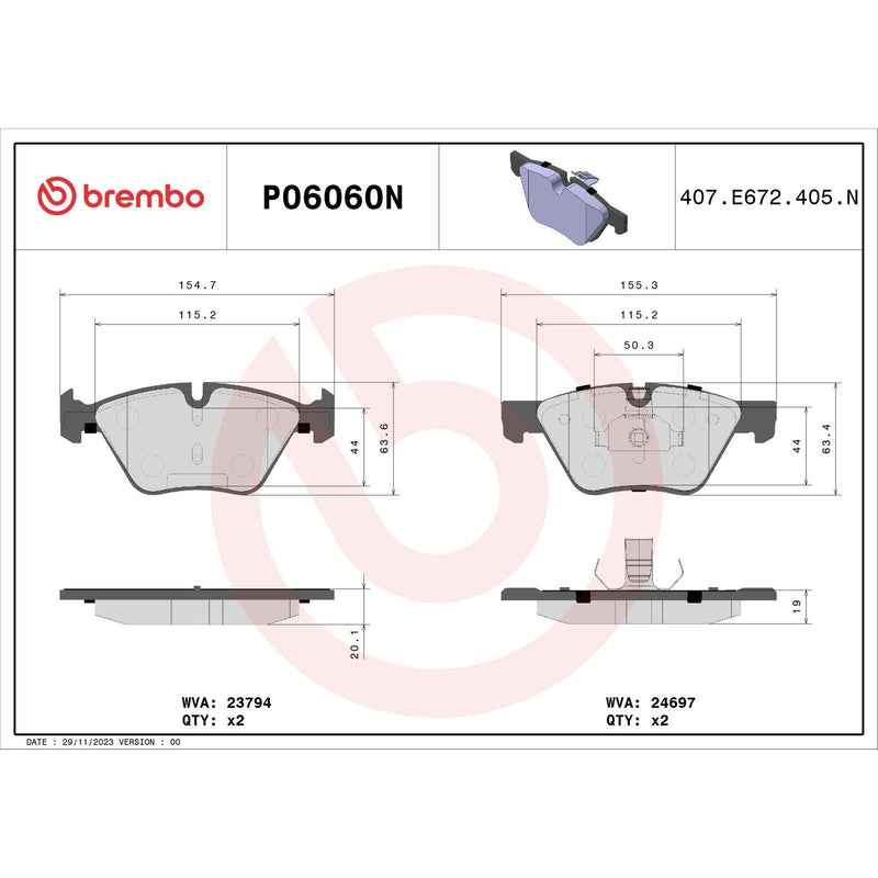 BREMBO CERAMIC Brake Pad Set P06060N