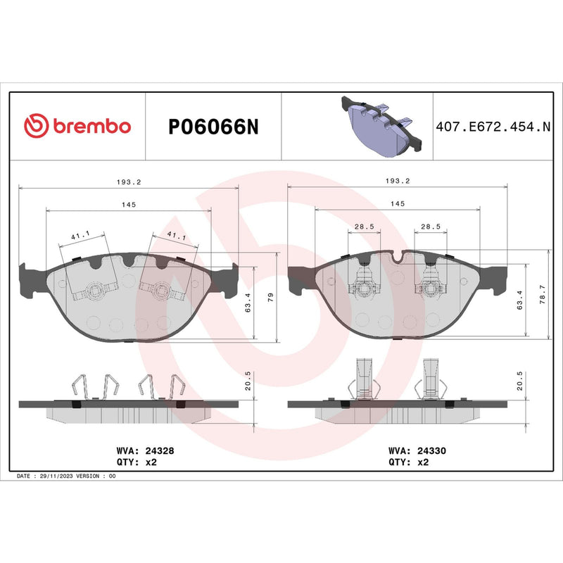 BREMBO Ceramic Front Disc Brake Pad Set - P06066N