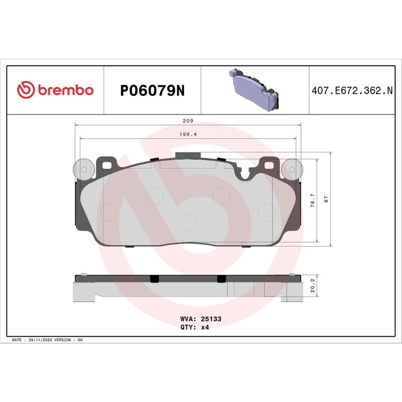 BREMBO Ceramic Front Disc Brake Pad Set - P06079N