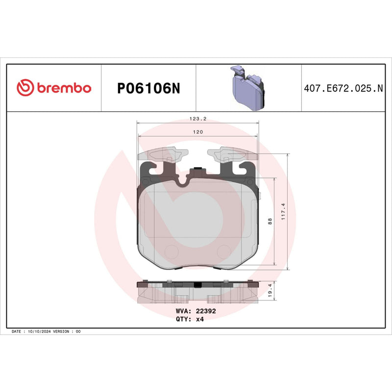 BREMBO CERAMIC Brake Pad Set P06106N