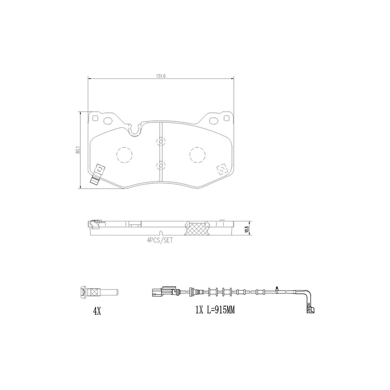 BREMBO Ceramic Front Disc Brake Pad Set - P09035N