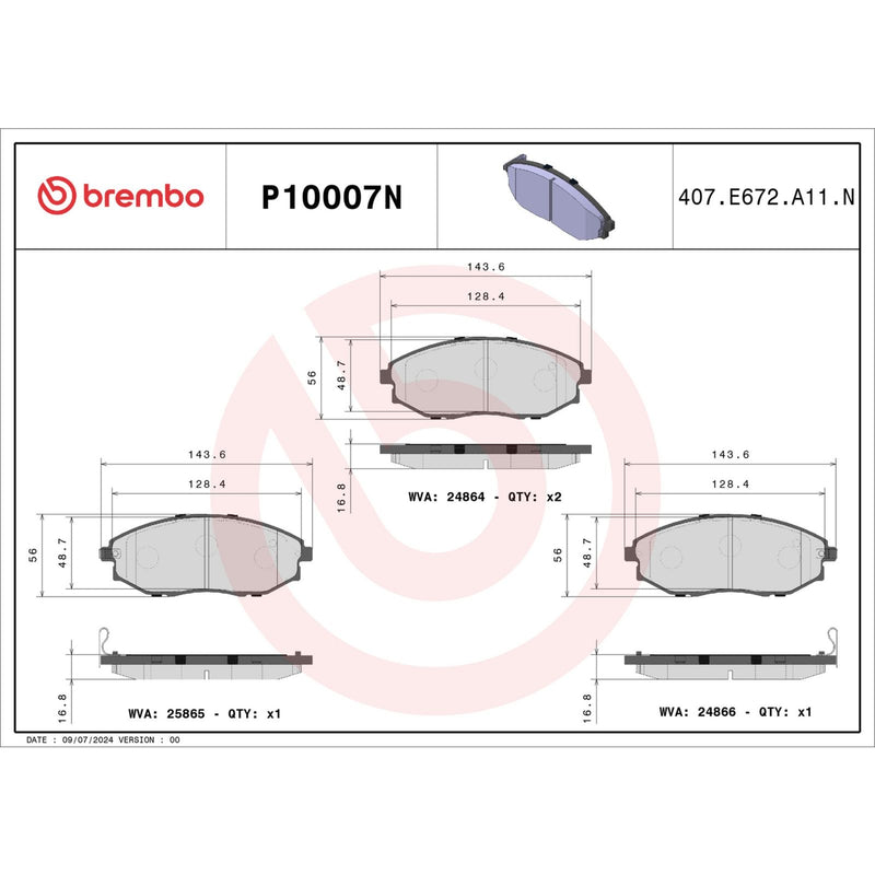 BREMBO Ceramic Front Disc Brake Pad Set - P10007N