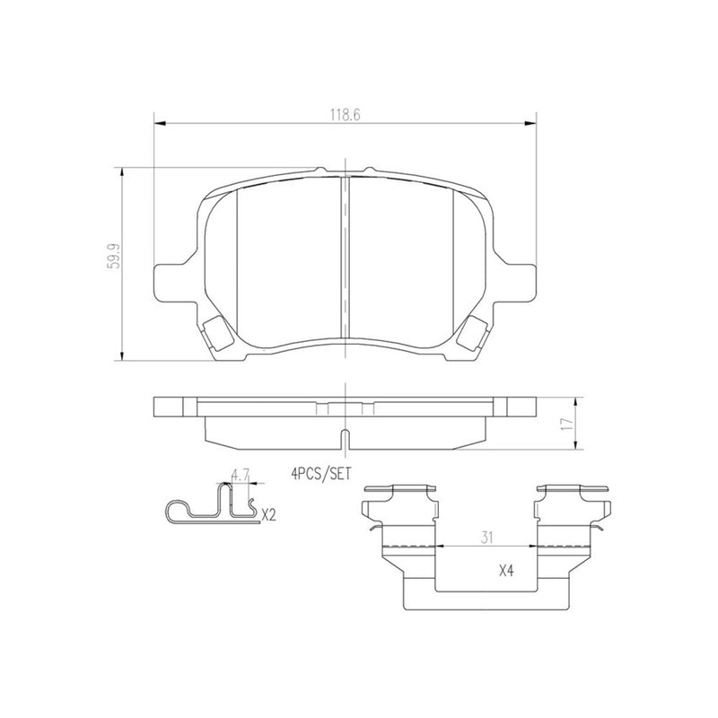 BREMBO Ceramic Front Disc Brake Pad Set - P10014N