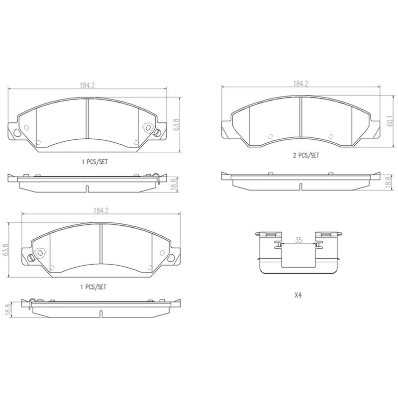 BREMBO Ceramic Front Disc Brake Pad Set - P10034N