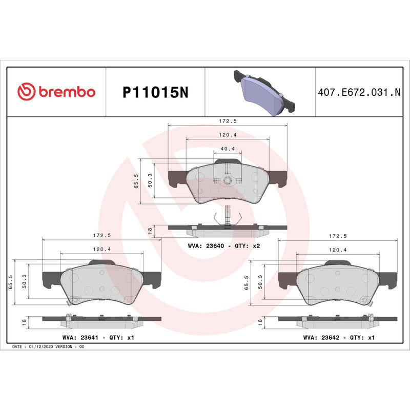 BREMBO Ceramic Front Disc Brake Pad Set - P11015N
