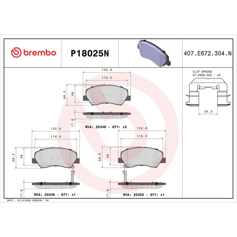 BREMBO Ceramic Front Disc Brake Pad Set - P18025N