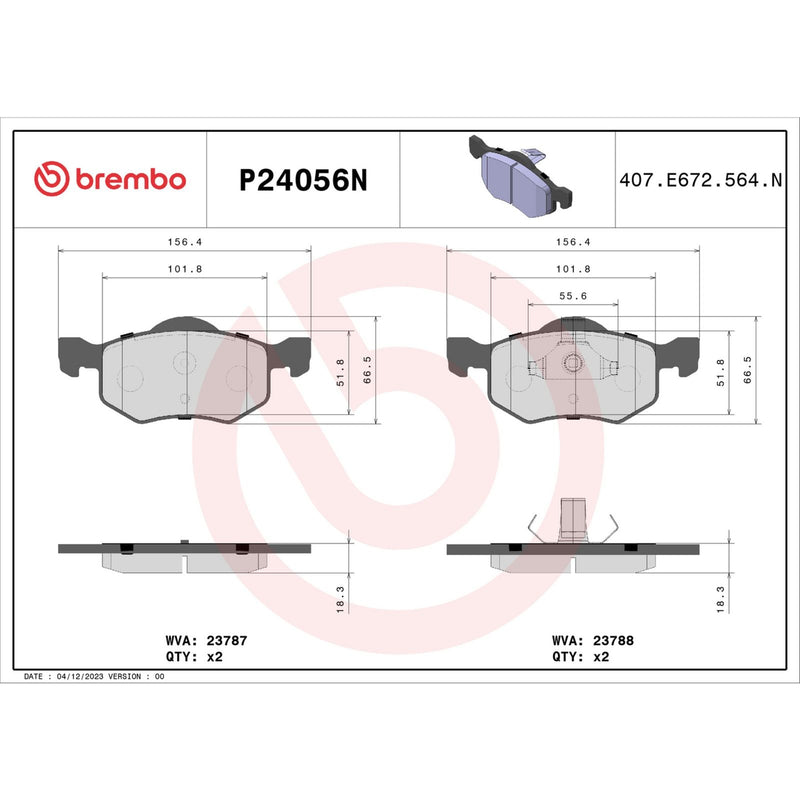 BREMBO Ceramic Front Disc Brake Pad Set - P24056N
