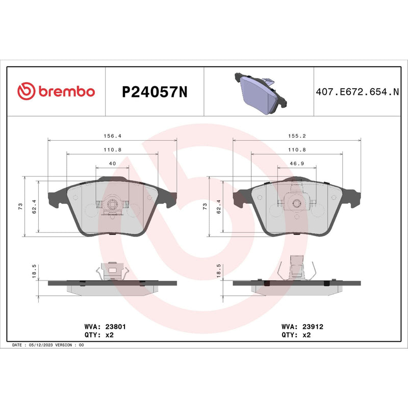 BREMBO Ceramic Front Disc Brake Pad Set - P24057N