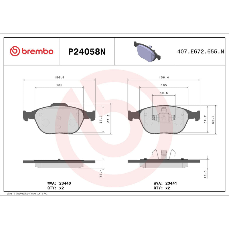 BREMBO Ceramic Front Disc Brake Pad Set - P24058N