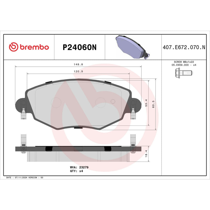 BREMBO Ceramic Front Disc Brake Pad Set - P24060N
