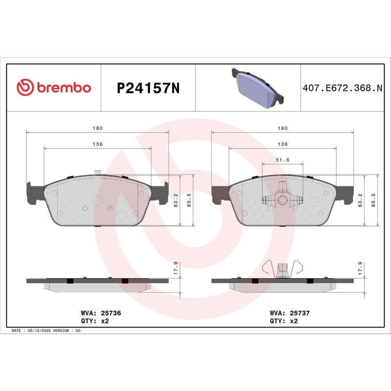 BREMBO Ceramic Front Disc Brake Pad Set - P24157N