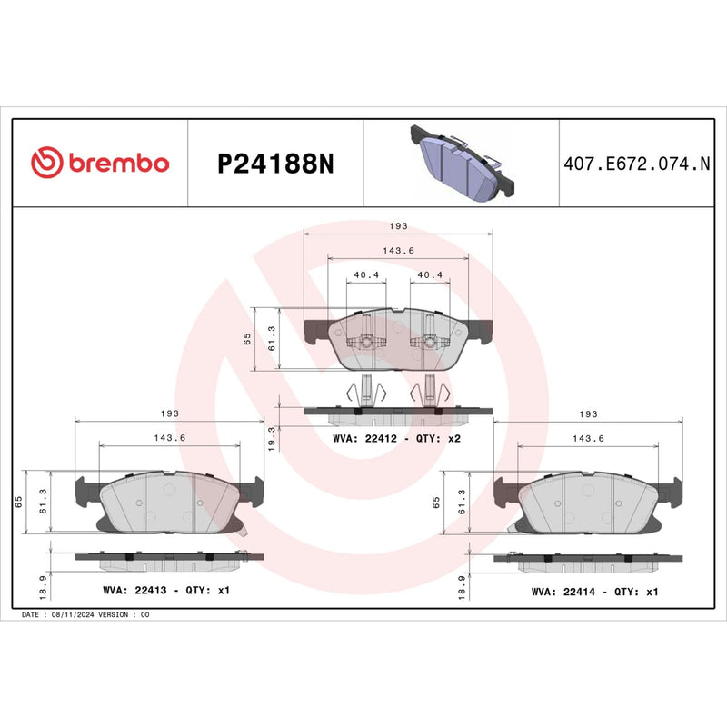 BREMBO Ceramic Front Disc Brake Pad Set - P24188N