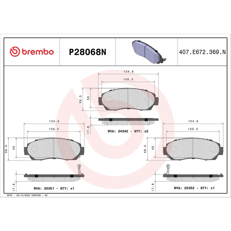 BREMBO Ceramic Front Disc Brake Pad Set - P28068N
