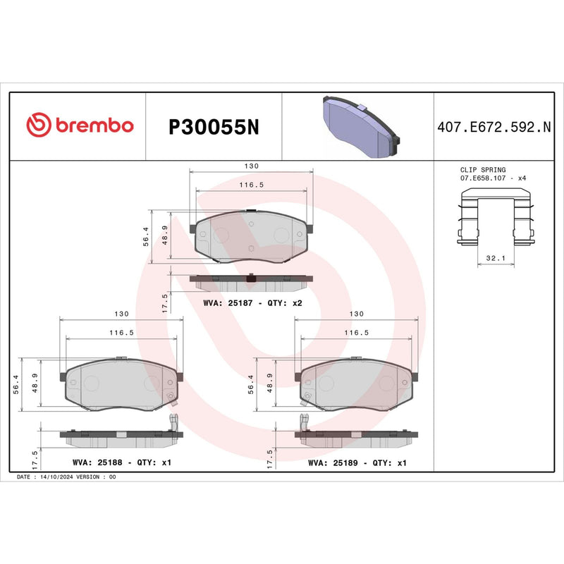 BREMBO Ceramic Front Disc Brake Pad Set - P30055N