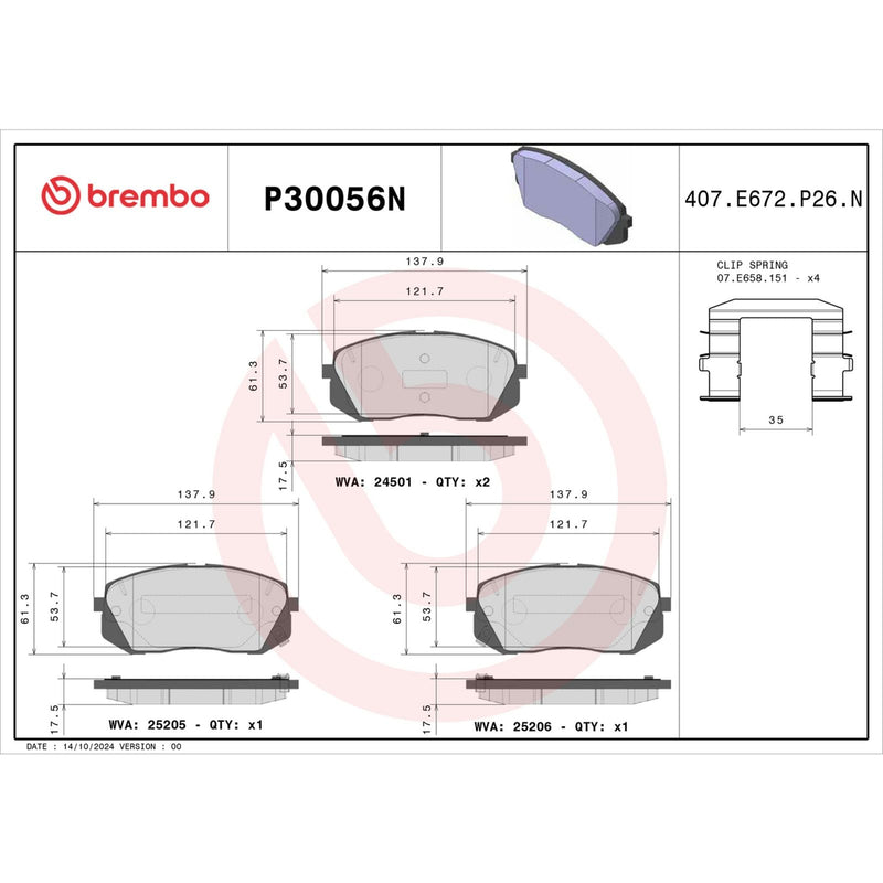BREMBO Ceramic Front Disc Brake Pad Set - P30056N