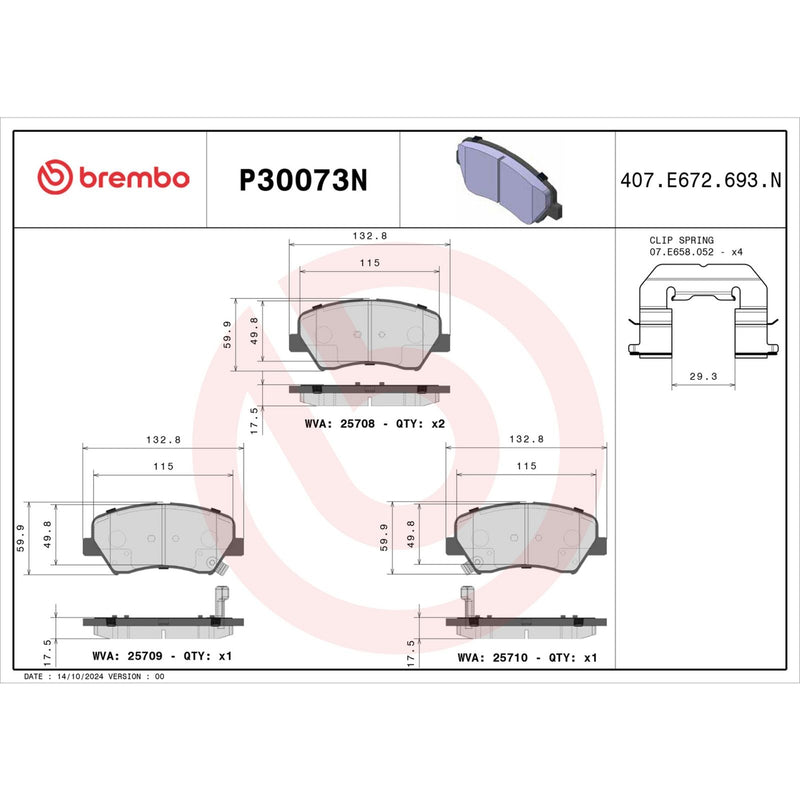 BREMBO Ceramic Front Disc Brake Pad Set - P30073N