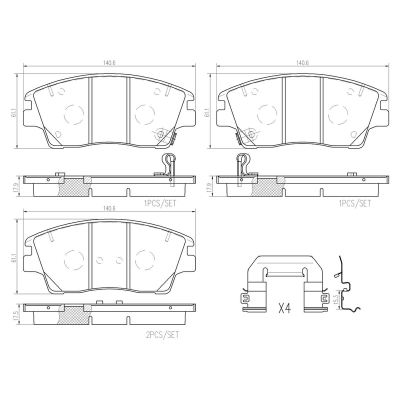 BREMBO Ceramic Front Disc Brake Pad Set - P30096N