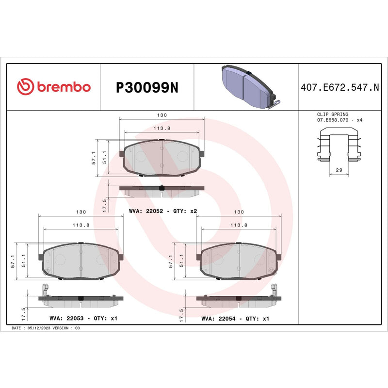 BREMBO Ceramic Front Disc Brake Pad Set - P30099N