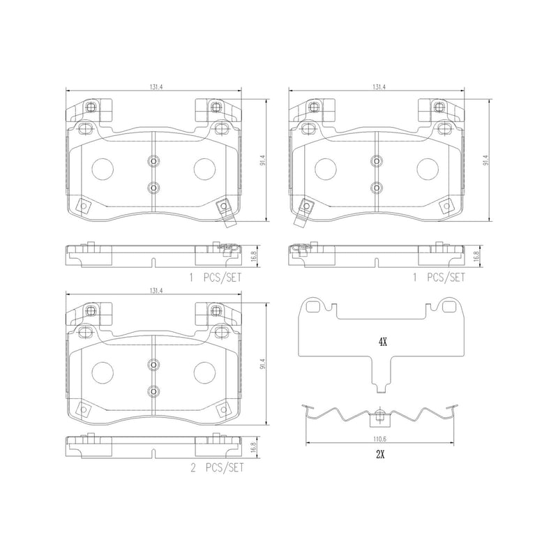 BREMBO Ceramic Front Disc Brake Pad Set - P30113N