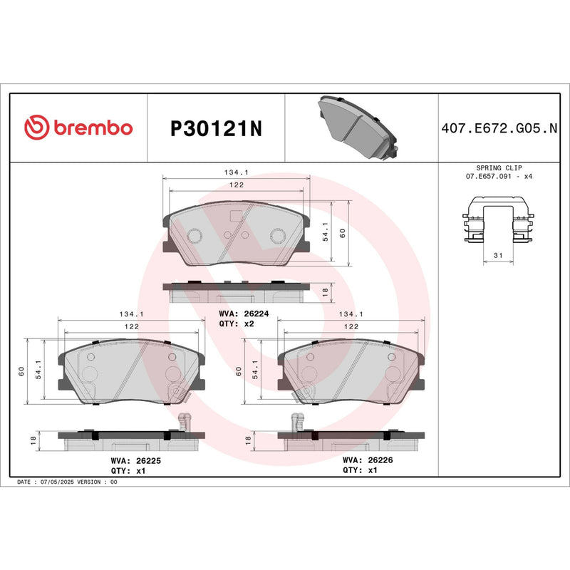 BREMBO Ceramic Front Disc Brake Pad Set - P30121N
