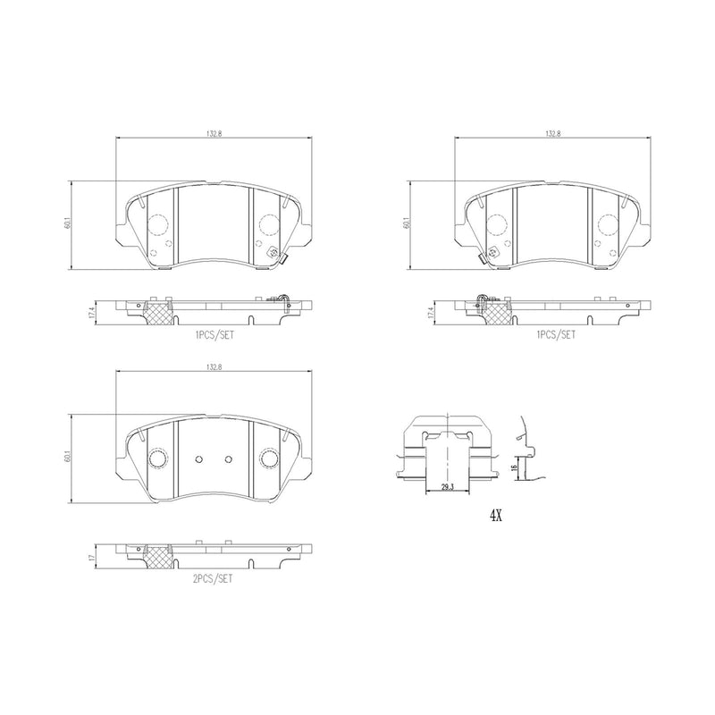 BREMBO Ceramic Front Disc Brake Pad Set - P30123N