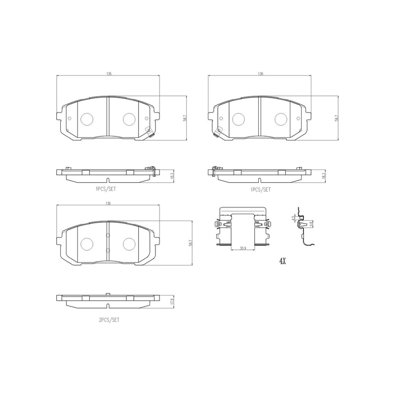 BREMBO Ceramic Front Disc Brake Pad Set - P30145N