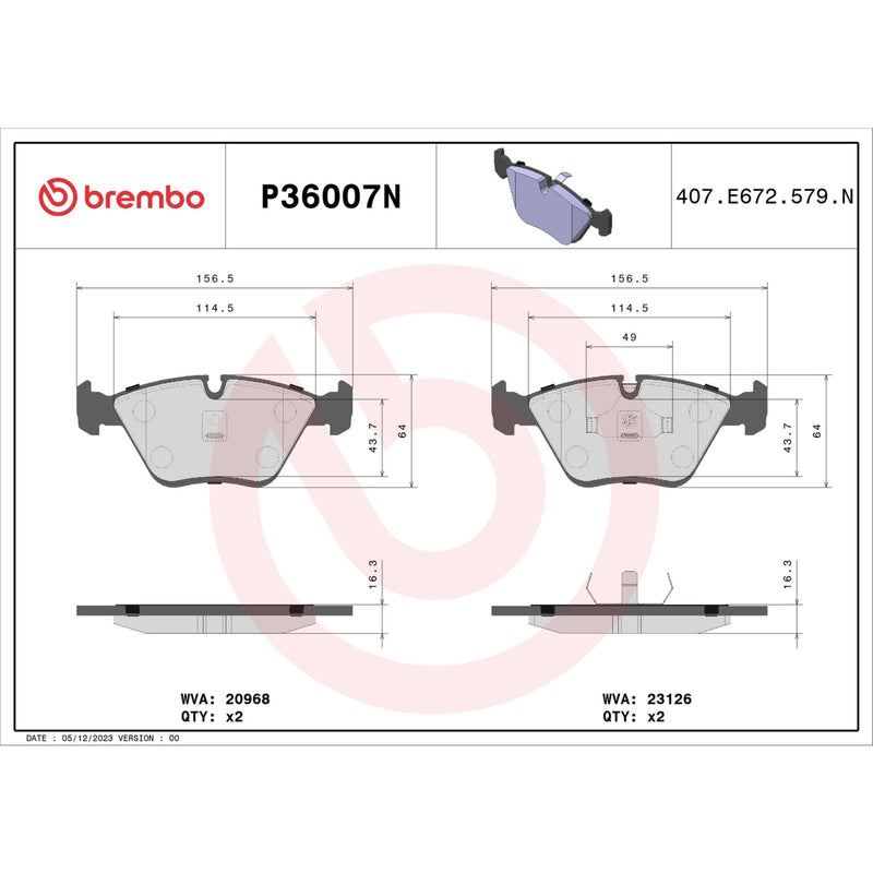 BREMBO Ceramic Front Disc Brake Pad Set - P36007N