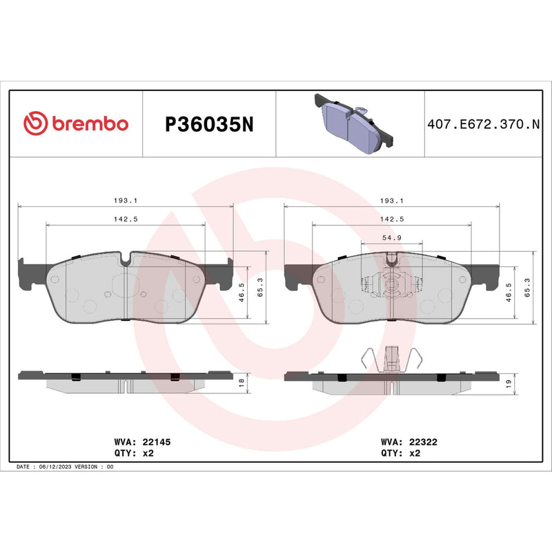 BREMBO CERAMIC Brake Pad Set P36035N