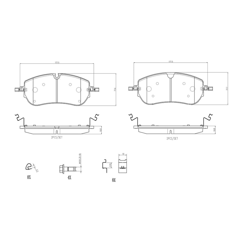 BREMBO Ceramic Front Disc Brake Pad Set - P36038N