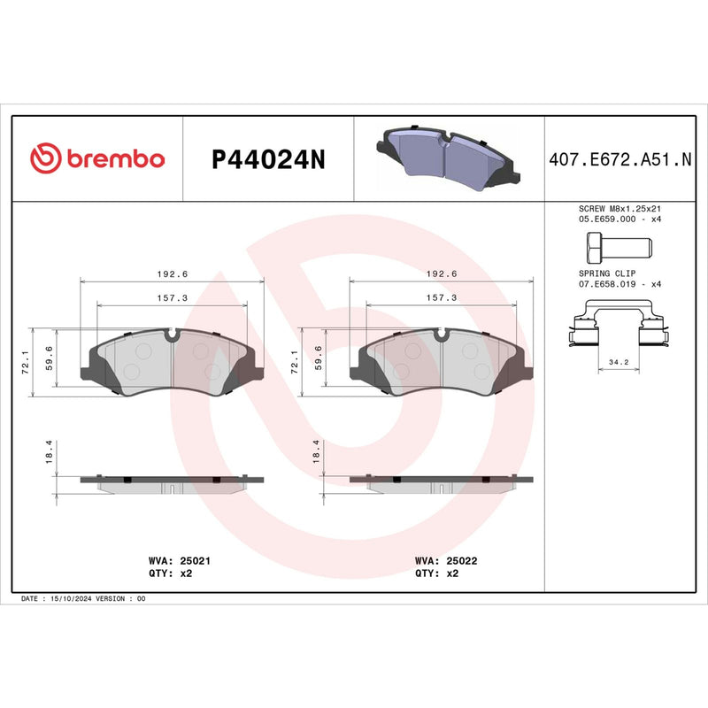 BREMBO Ceramic Front Disc Brake Pad Set - P44024N