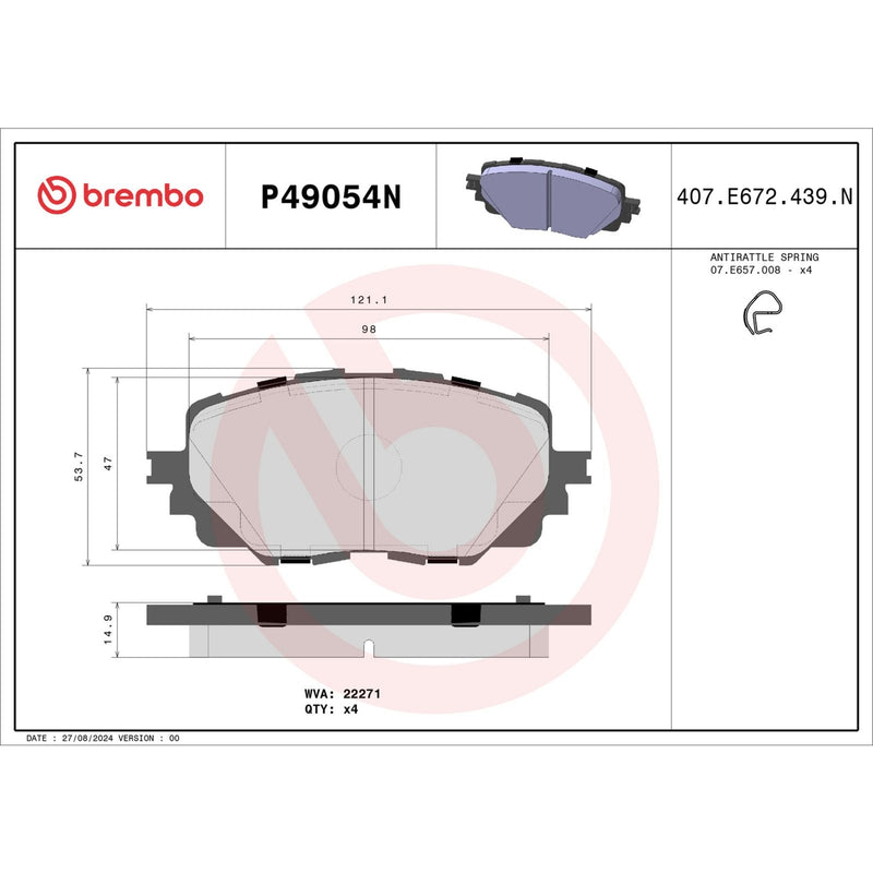 BREMBO Ceramic Front Disc Brake Pad Set - P49054N