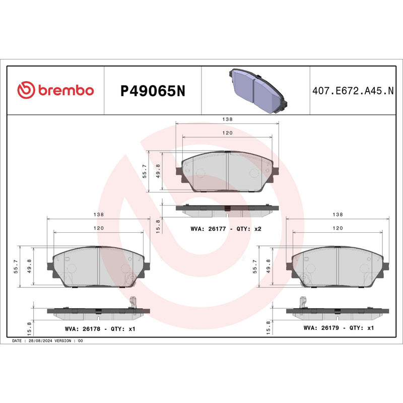 BREMBO Ceramic Front Disc Brake Pad Set - P49065N
