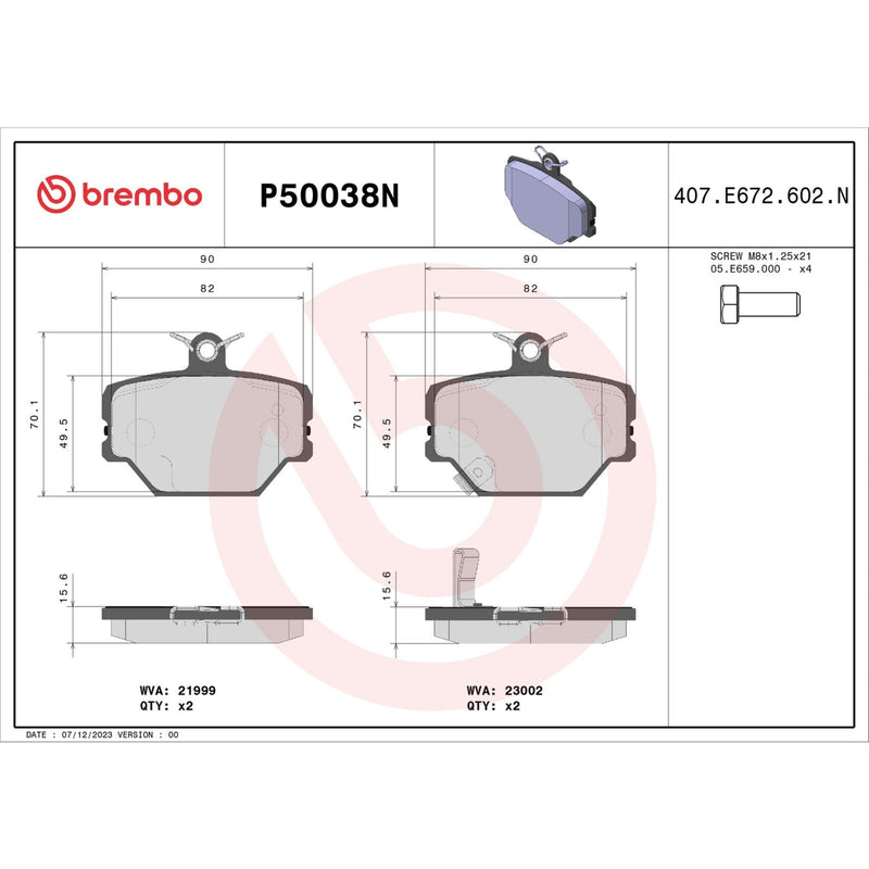 BREMBO Ceramic Front Disc Brake Pad Set - P50038N