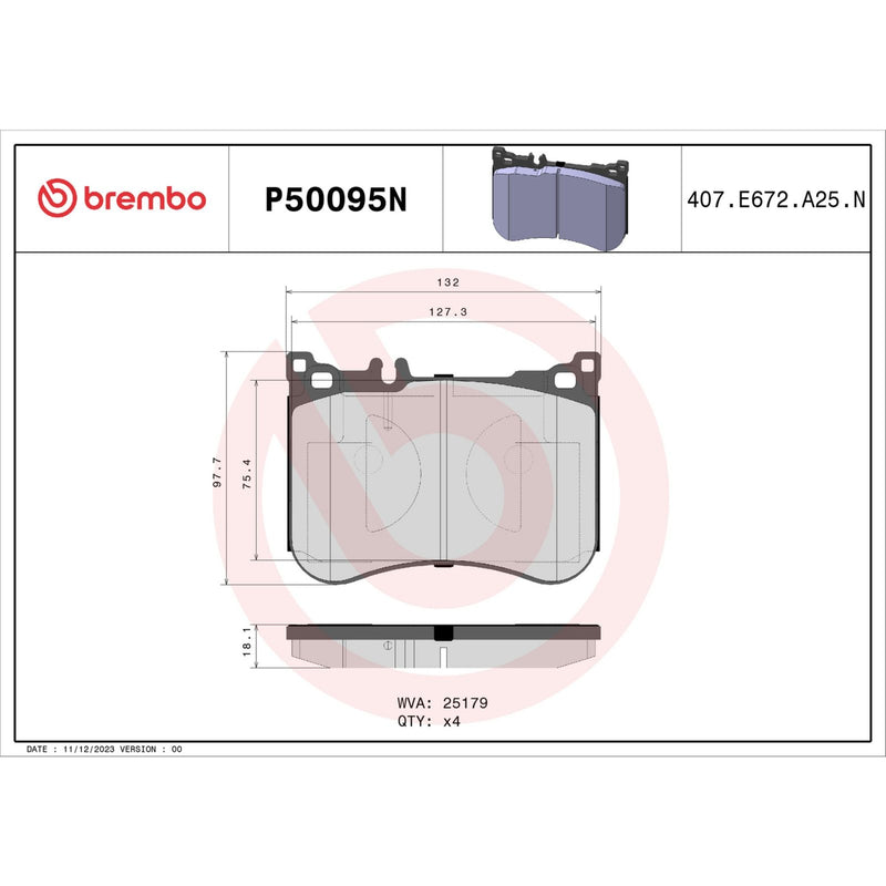 BREMBO CERAMIC Brake Pad Set P50095N