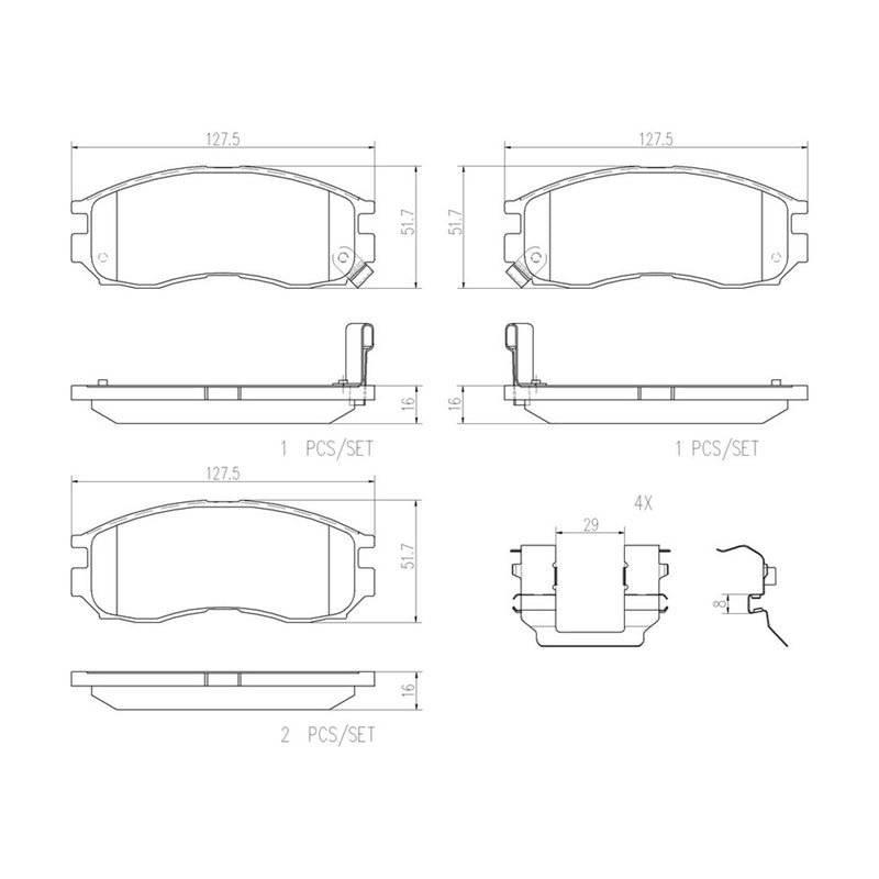 BREMBO Ceramic Front Disc Brake Pad Set - P54014N