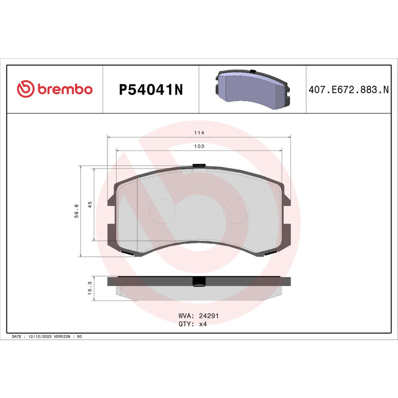BREMBO Ceramic Front Disc Brake Pad Set - P54041N