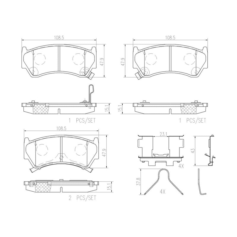 BREMBO Ceramic Front Disc Brake Pad Set - P56026N