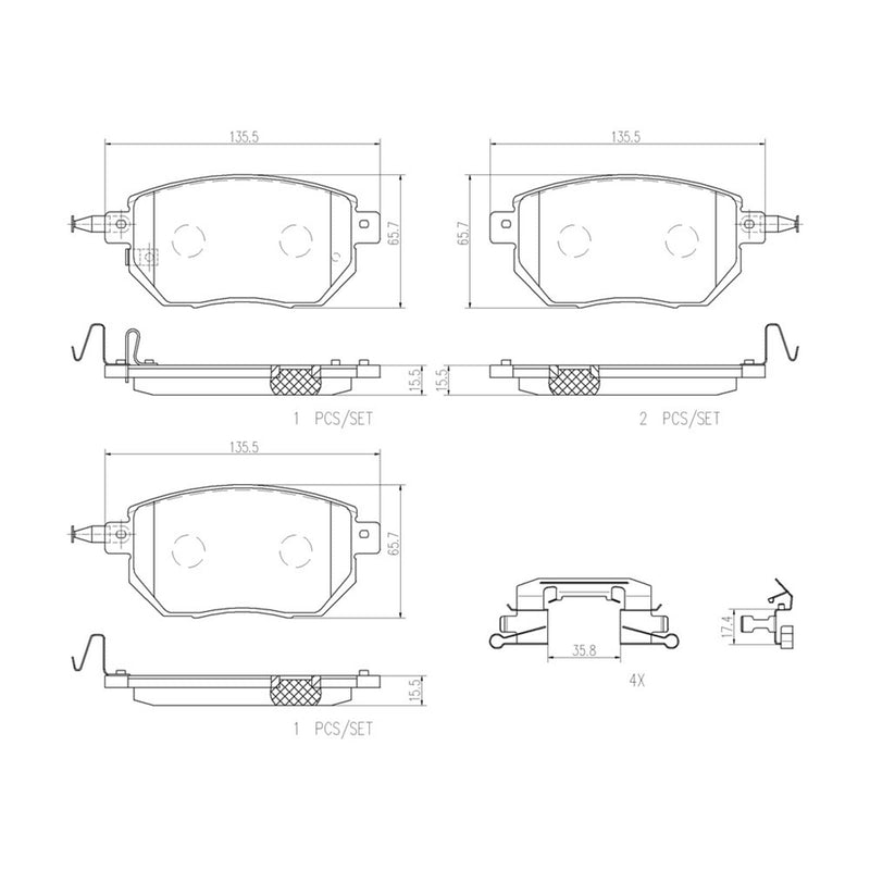 BREMBO Ceramic Front Disc Brake Pad Set - P56051N