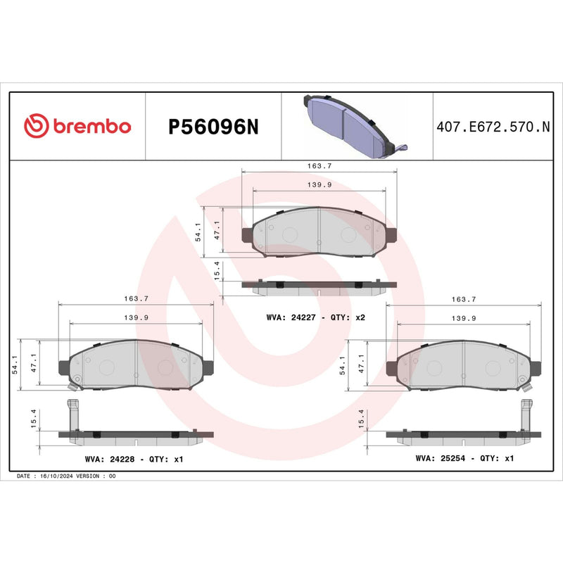 BREMBO Ceramic Front Disc Brake Pad Set - P56096N