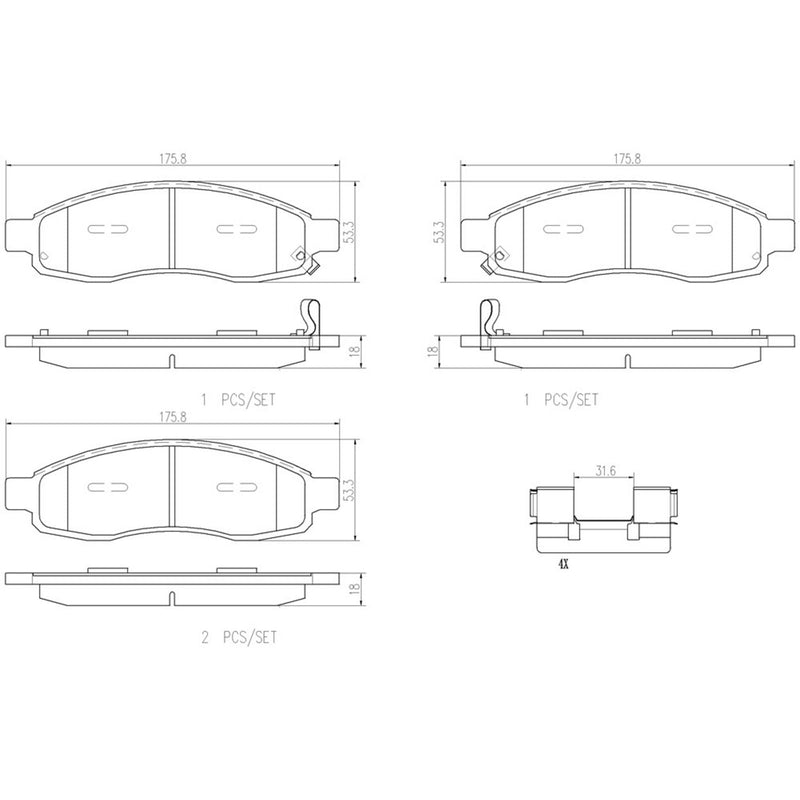 BREMBO Ceramic Front Disc Brake Pad Set - P58001N