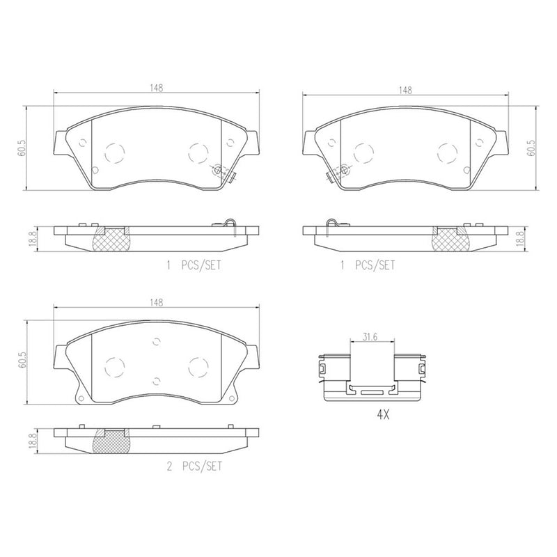 BREMBO Ceramic Front Disc Brake Pad Set - P59076N