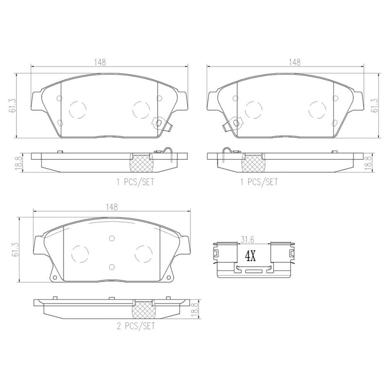 BREMBO Ceramic Front Disc Brake Pad Set - P59077N