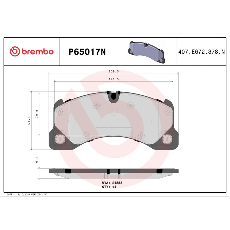 BREMBO CERAMIC Brake Pad Set P65017N