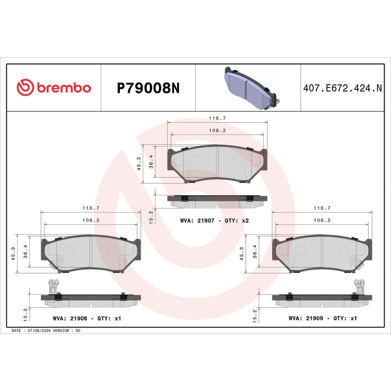 BREMBO Ceramic Front Disc Brake Pad Set - P79008N