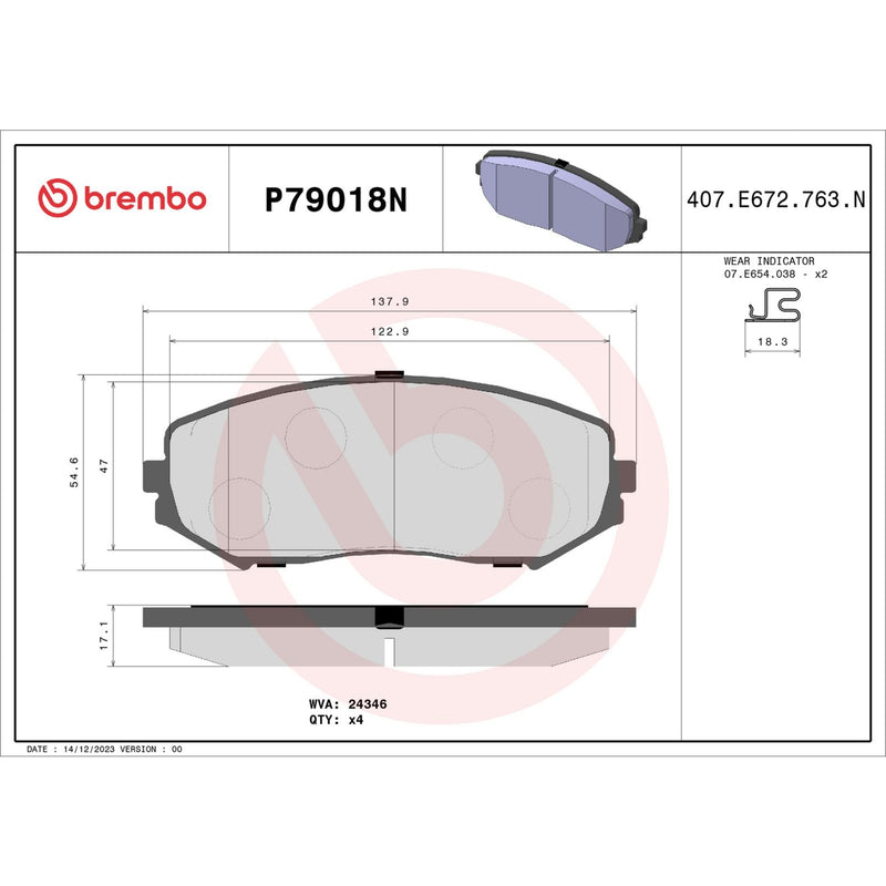 BREMBO Ceramic Front Disc Brake Pad Set - P79018N