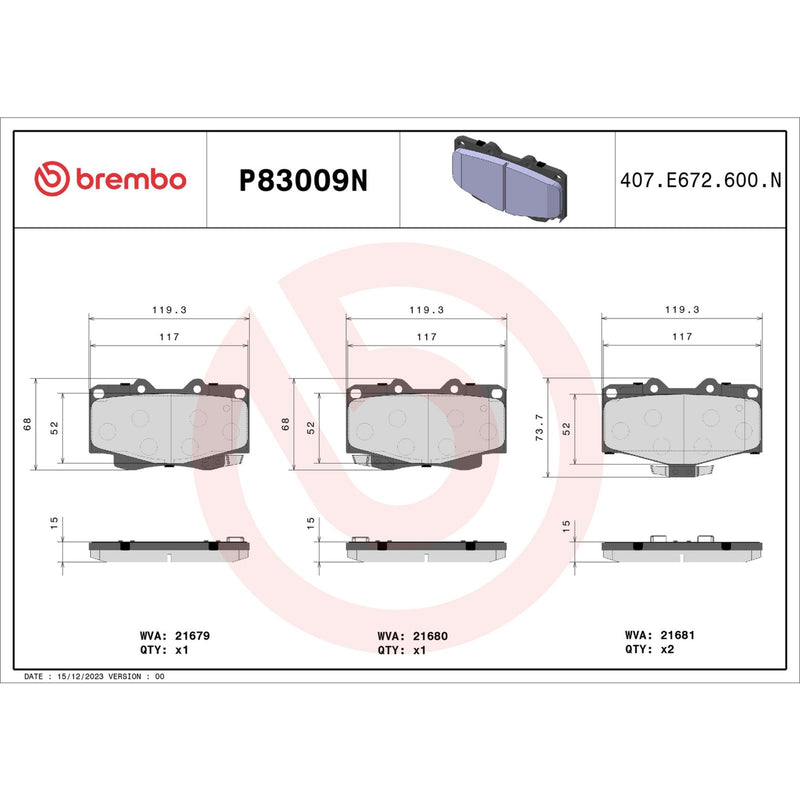 BREMBO Ceramic Front Disc Brake Pad Set - P83009N
