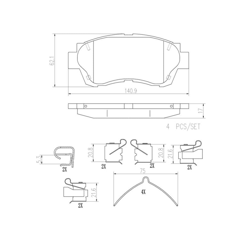 BREMBO Ceramic Front Disc Brake Pad Set - P83027N