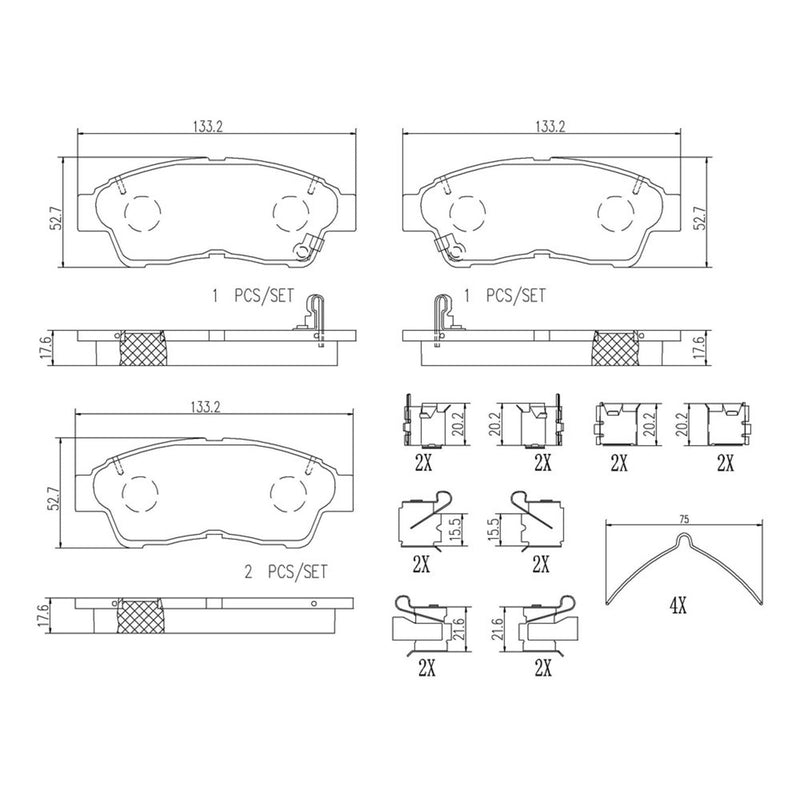 BREMBO Ceramic Front Disc Brake Pad Set - P83034N