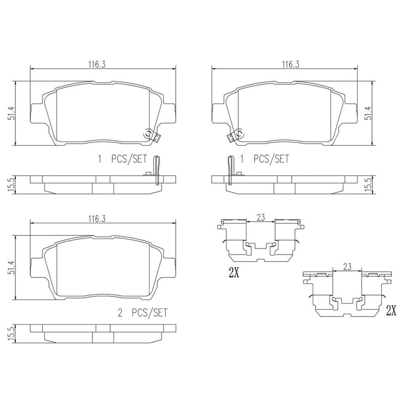 BREMBO Ceramic Front Disc Brake Pad Set - P83051N
